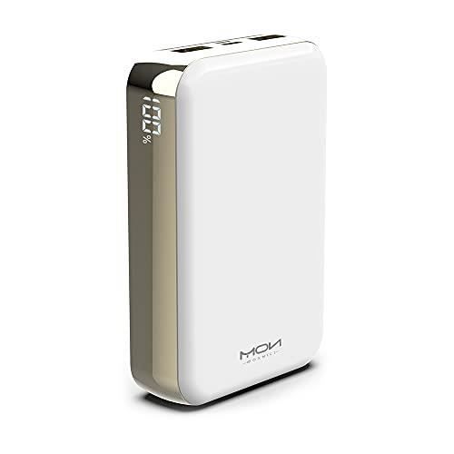 MOXNICE - Power Bank 20000 mAh, Batterie Externe USB C avec 2 Sorties USB pour Smartphones et Tablettes (Blanc)