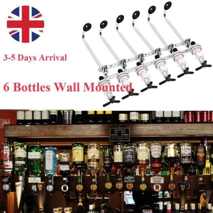 Porte-Bouteille Distributeur de Boisson Alcool Vin Mural Bar Pro Acier Pour 6 Bouteilles Mon1224-9-56972
