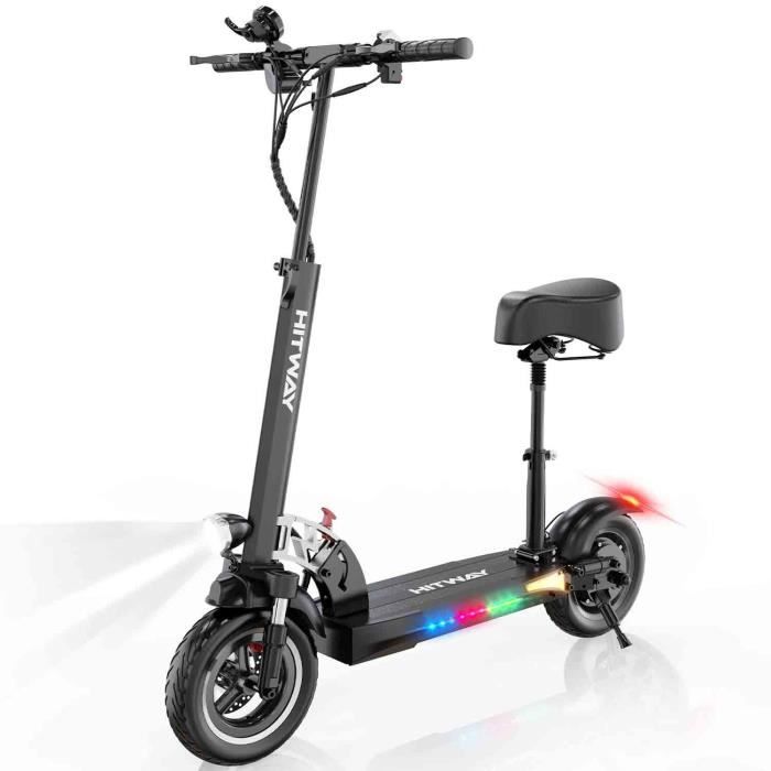 HITWAY Trottinette électrique Pliable 10” 800W Moteur Batterie 10AH Écran LCD Scooter avec siège Amovible