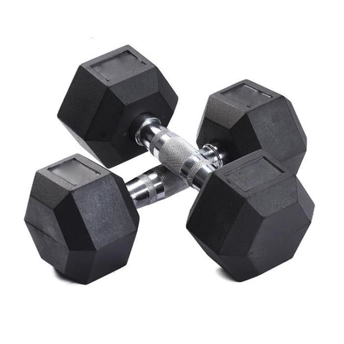 VENCEDE-Haltère hexagonal 15KG (2X7.5KG)-NOIR-Paire d'haltères Courts pour Musculation