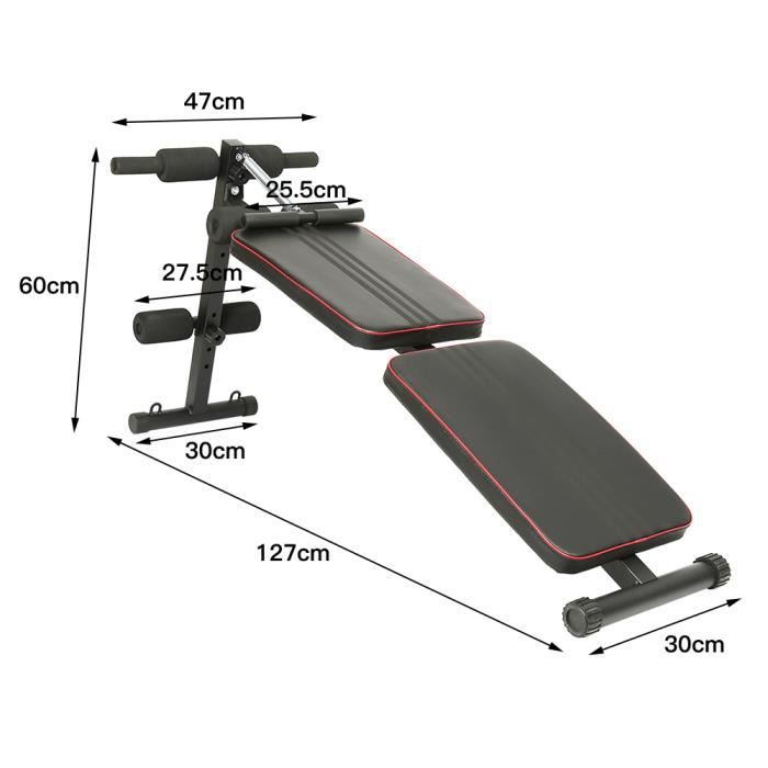 Pliable Banc de Musculation Multifonction MAX 200KG Abdominaux d'entraînement - Noir - Viyiduo - Haute Qualité