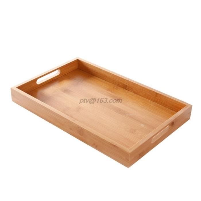 Assiettes,Plateau de service bambou avec poignées plateau à thé plateau de Bar plateau de petit déjeuner plateau - Type S #A
