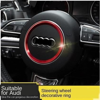 Décoration intérieure,Couverture de Volant de Voiture Autocollant Pour Audi S line A3 A4 B8 B6 A6 A7 A8 C6 Q3 Q5 Q7 A5 - Type Red