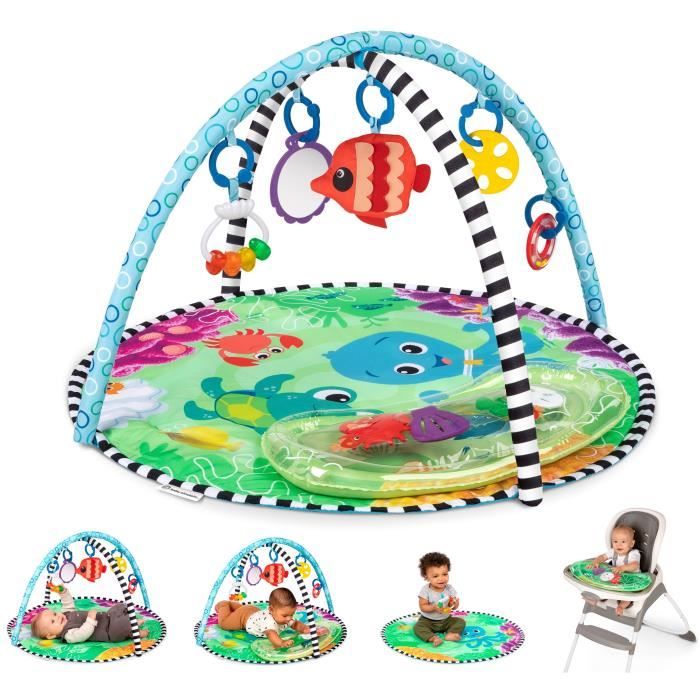 BABY EINSTEIN Tapis d'éveil Océan - 2 en 1 avec coussin d'eau gonflable - 52 x 80 x 80 cm - Multicolore - Dès la naissance