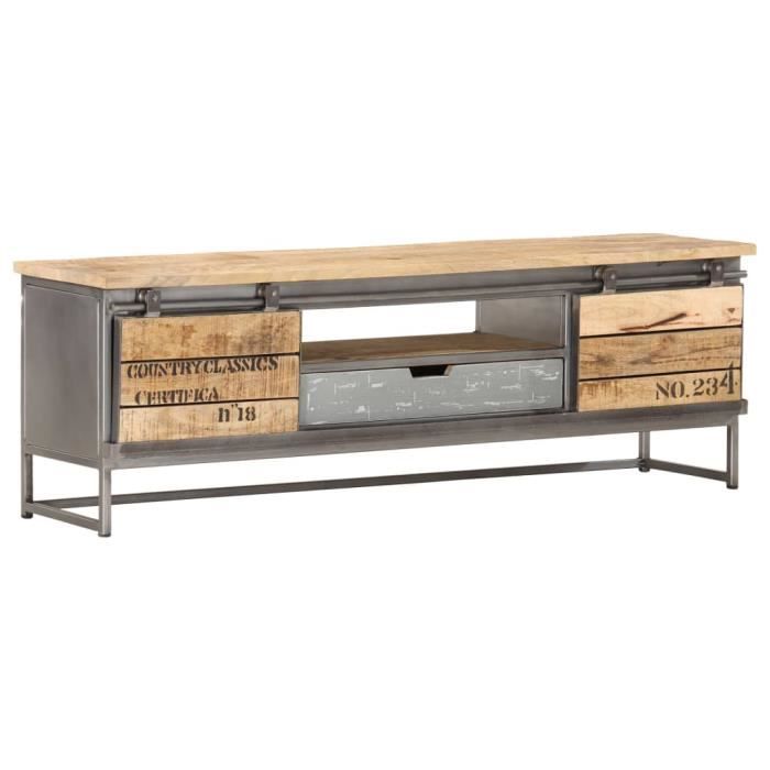 XIJ Meuble TV 120 x 30 x 40 cm Bois massif de manguier design moderne