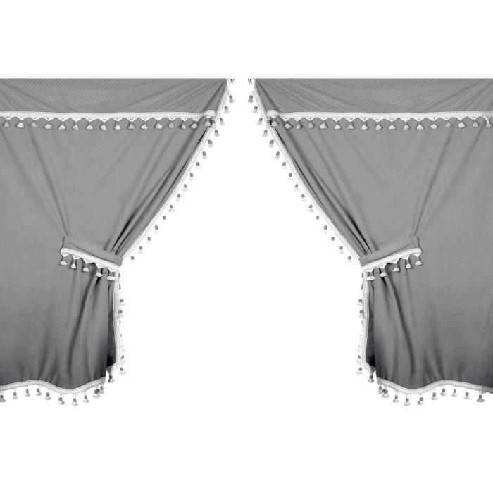 Set de Rideau Première pour Camion en Microfibre Grise 9 Pièces