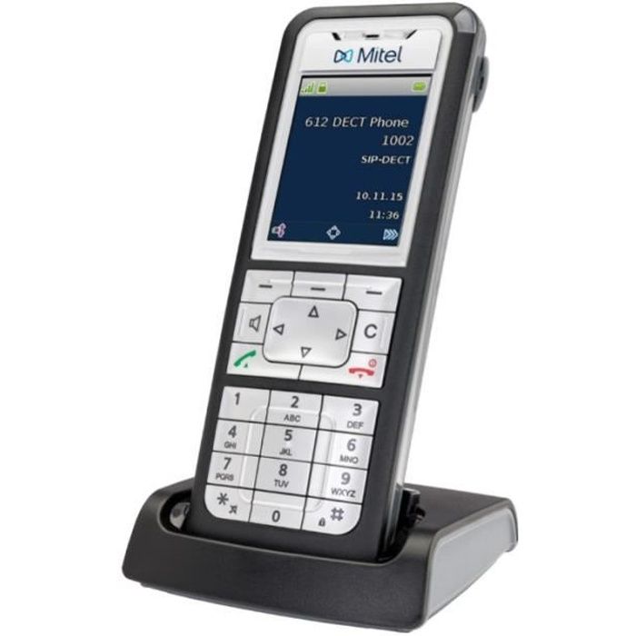Mitel 612d, Téléphone DECT, Combiné sans fil, 200 entrées, Noir, Argent
