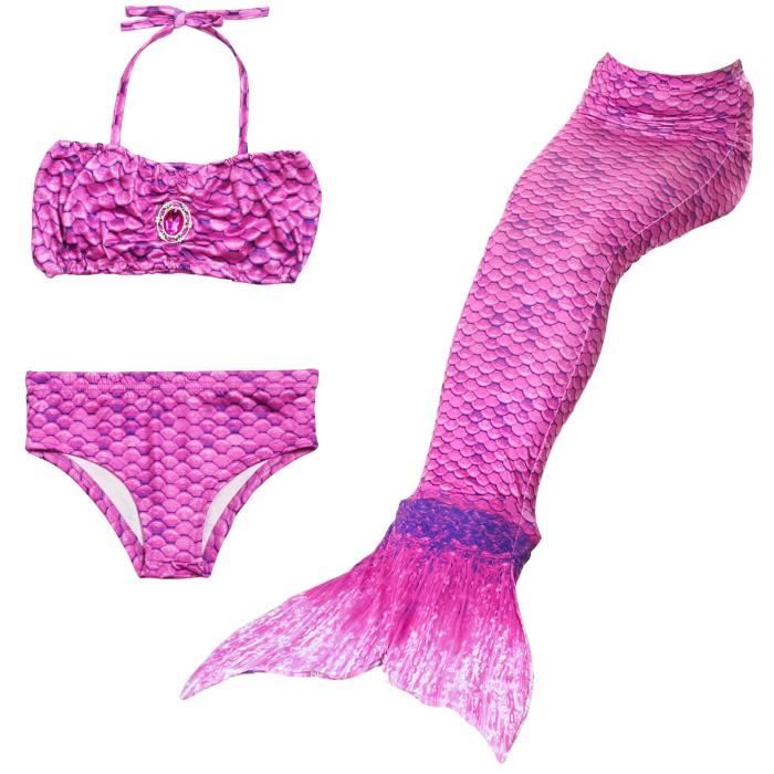 SHLK@3pcs/set The Mermaid Deguisement Queue de Sirène Enfant Costume Petite Deguisement Sirene Fille Maillot De Bain