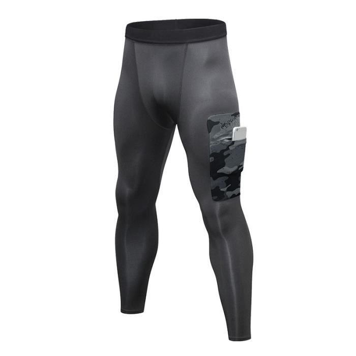 Pantalon de Compression Homme Legging Sport Fitness Avec Poche Collant Running Séchage Rapide
