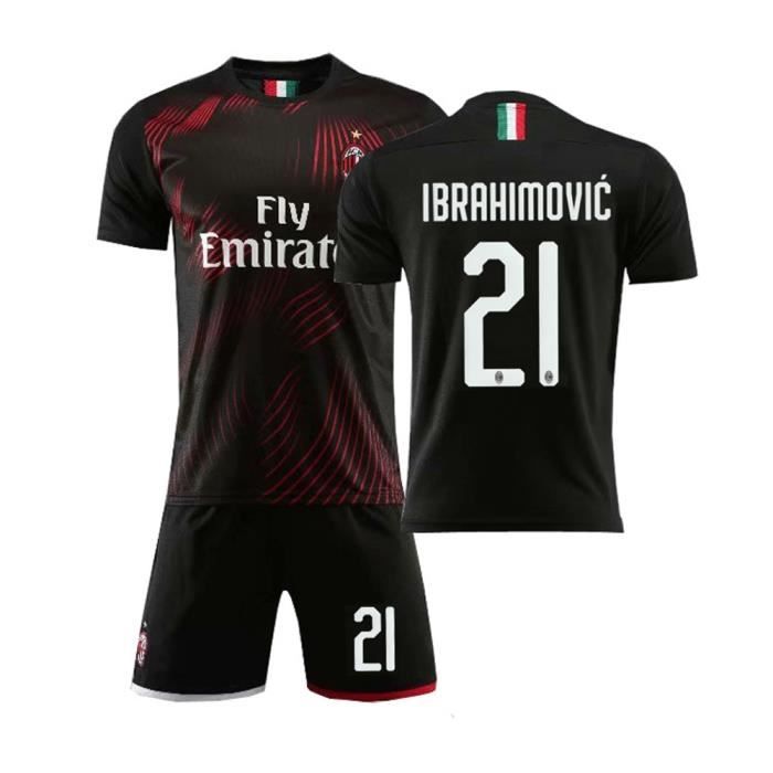 IBRAHIMOVIC NO.21 AC Milan 19-20 à domicile Jersey CA Maillot et Shorts de football Homme-Noir