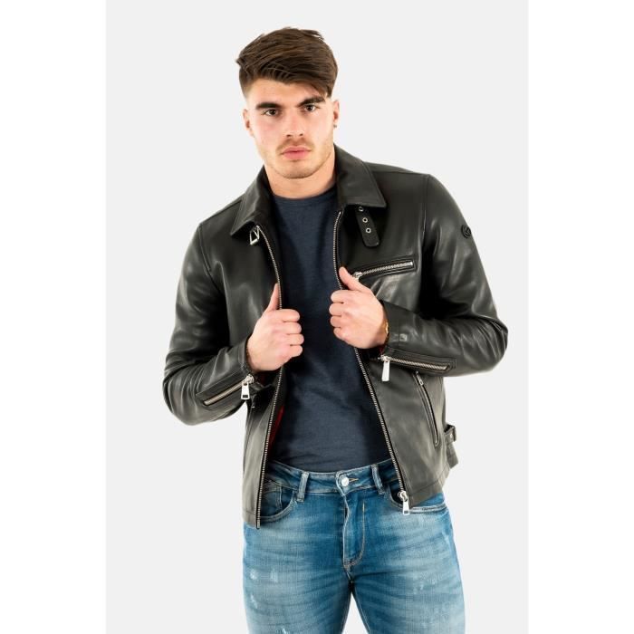 blousons cuir redskins rider stoner blaa black XL
