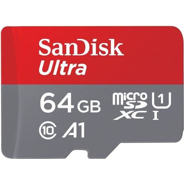 Carte Mémoire Micro SD SDXC Sandisk Ultra 64Go120MB/s Classe 10 UHS-I A1 Micro SD