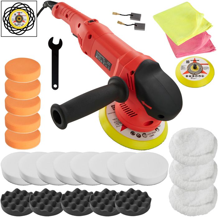 TECTAKE Polisseuse Excentrique 2200 à 6300 tours par minute Set 15 + Accessoires