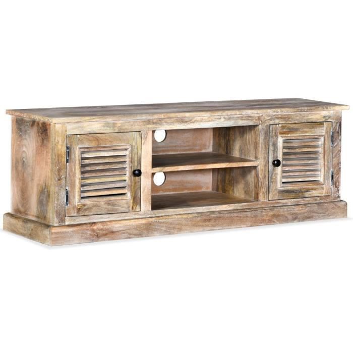 vidaXL Meuble TV scandinave bois de manguier massif 120 x 30 x 40 cm
