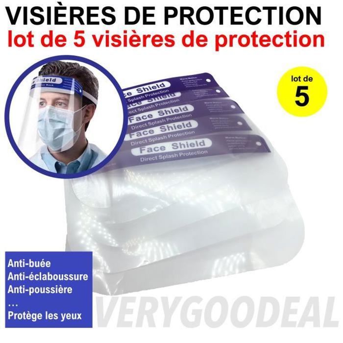 Lot de 10 Visière de Protection Complet Écran Facial Transparent réglable léger pour Anti-Crachement Anti-Poussière Anti-Buée - Bricolage