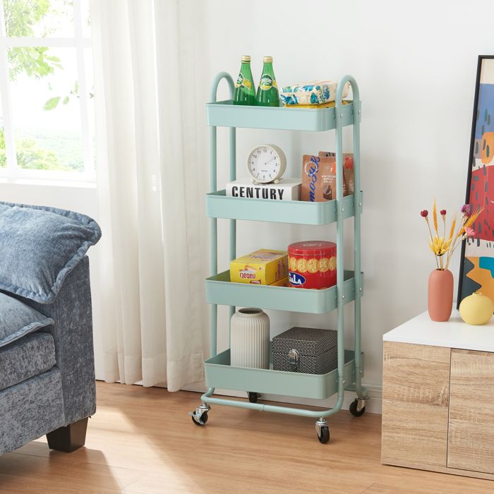 Chariot de service Pyhäntä à 4 paniers acier 104 x 46 x 35 cm vert menthe