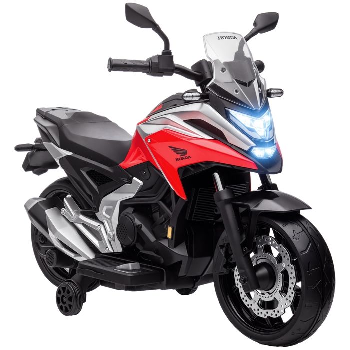 Moto électrique pour enfants 12V moto porteur Honda pour enfants 3 à 6 ans avec musique phares avec 2 roues dentraînement - rouge