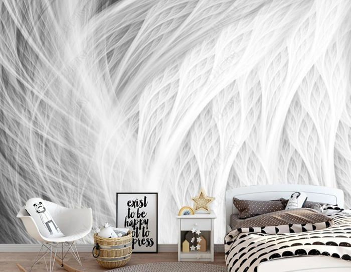 Papier Peint Photo 3D Effet Plume Blanche – Toile De Fond Moderne Pour Votre Intérieur
