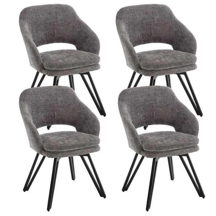 Wahson Chaise de Salle à Manger Lot de 4 Chaise Salle à Manger Moderne Chaise de Salon Pivotante pour Cuisine Chenille Gris
