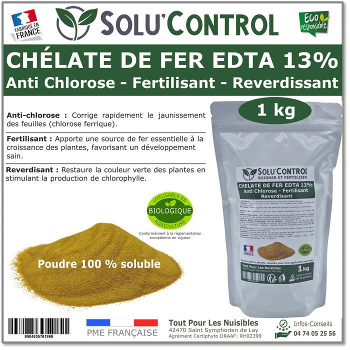Séquestrène - anti-chlorose 100g Solabiol utilisable en agriculture biologique Séquestrène - anti-chlorose 100g Solabiol utilisable en agriculture biologique