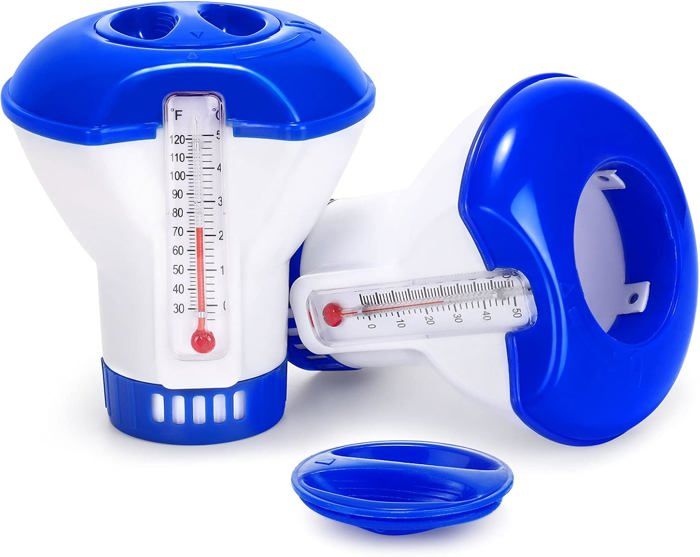 Lot 2 Flotteurs Chlore Piscine 12,7 Cm – Distributeur Réglable Pastilles, Pour Piscine & Spa Extérieur