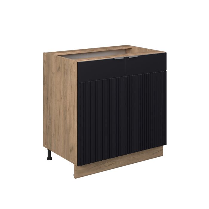 Meuble bas de cuisine Fame-Line 80cm avec étagère sans PT Noir rayé/Chêne de force doré Vicco 50764 Meuble bas de cuisine Fame-Line 80cm avec étagère sans PT Noir rayé/Chêne de force doré Vicco 50764