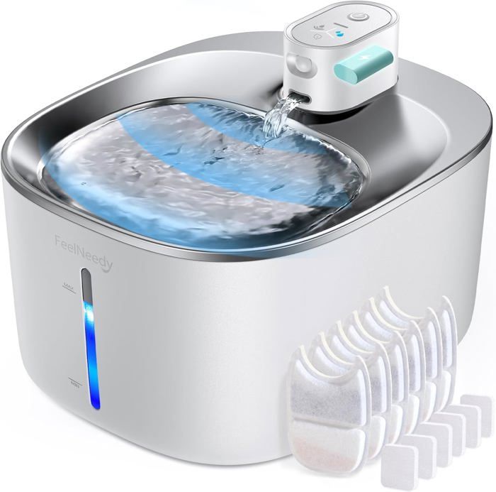 Comparer les prix de Fontaine À Eau Pour Chat À Pile 4000Mah Sans Cable Électrique 4L Fontaine A Eau Chat Sans Fil,Blanc