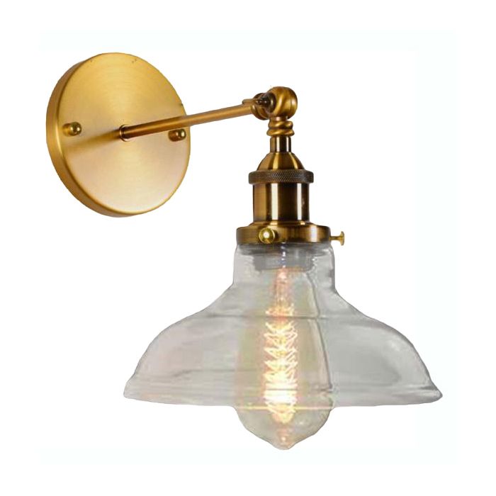 iDEGU Rétro Applique Murale Intérieur en VerreLampe Murale Industriel Style Nordique E27 Luminaire Murale Vintage Réglable 180°Or