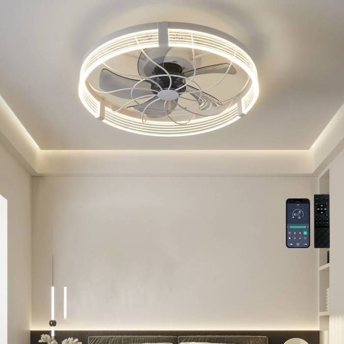 Ventilateur de Plafond 20 pouces Éclairage 6 Vitesses Couleur Variable Télécommande Blanc - Union Reisen