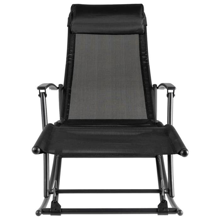 NEW 2025 Fauteuil à bascule de jardin - GKO - Anti-UV - Acier et textilène Noir - size:150x64x83 cm @@4099