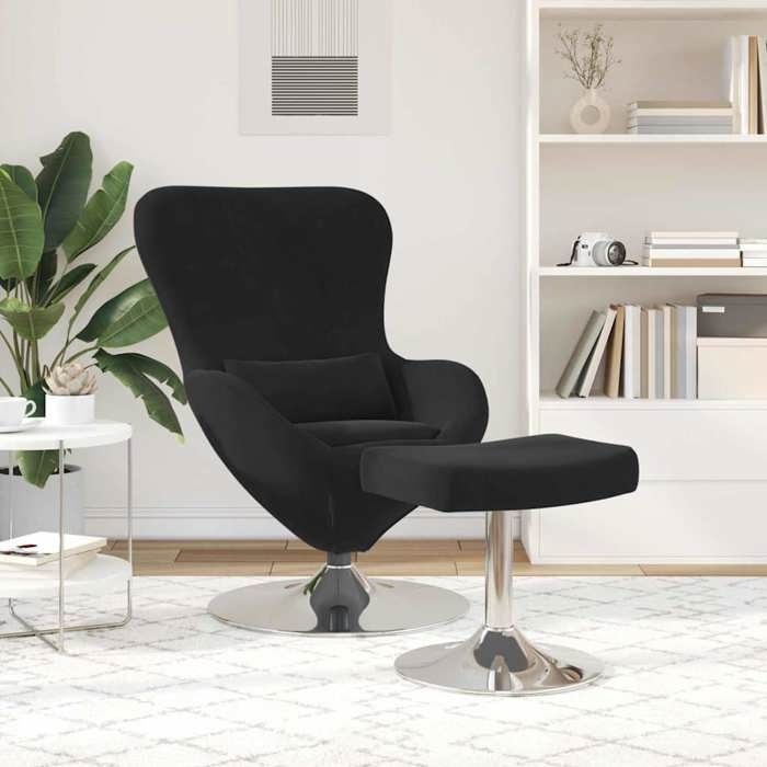 CLARENCE® Fauteuil simple - Chaise-Canapé - pour salon/chambre/bureau - Lot de 2 Noir 63x73x90 cm Velours LV5344
