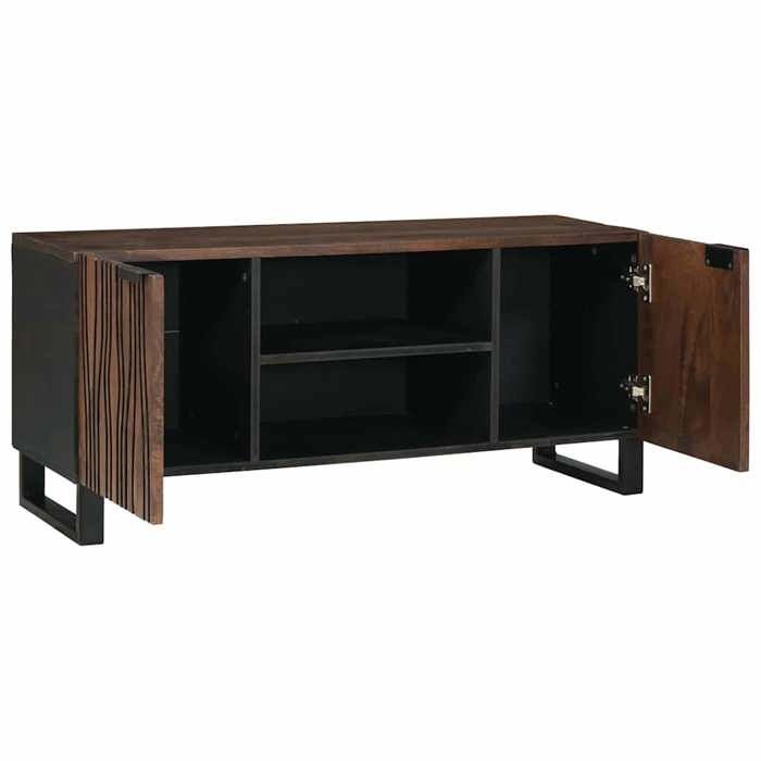 “RabaisMeuble TV/Armoire salon - Banc TV - KENNETH - Marron 160 x 30 x 30.5 cm bois de manguier massif Août947577