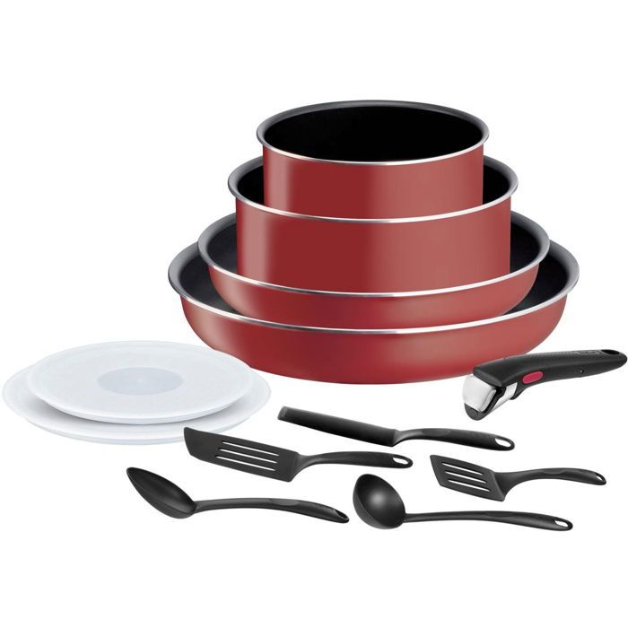 Batterie de cuisine - TEFAL - Ingenio Easy Cook N Clean - 12 pièces - Poignée amovible - Aluminium
