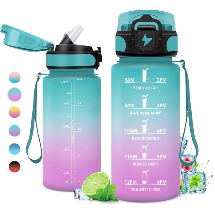 Gourde Enfant Paille Nouvelle Bouteille D'eau Avec Paille En Plastique, Portable, Mignon Gourde Paille Enfant