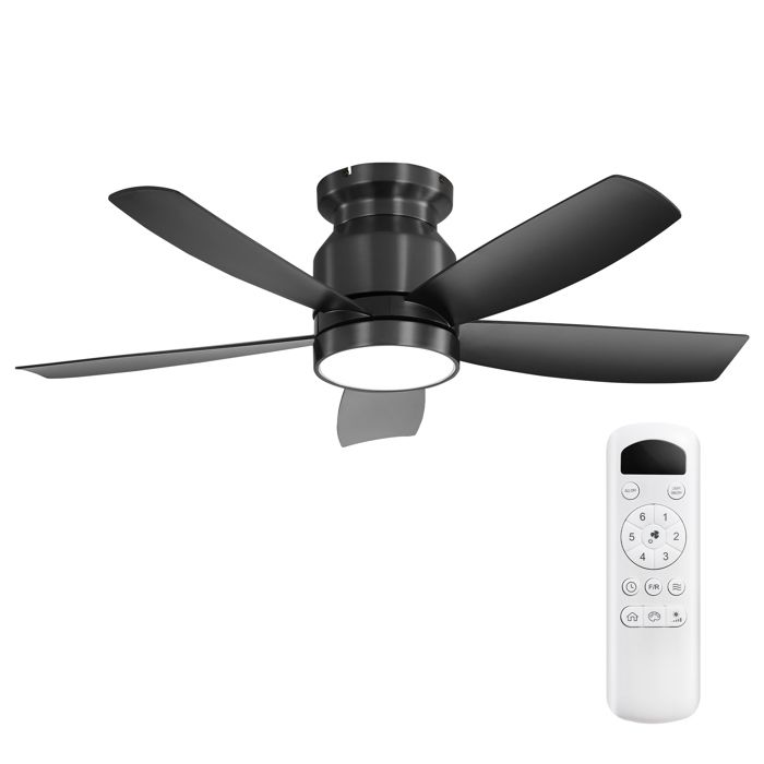 Nouveaux matériaux écologiques Ventilateur de plafond de 42 pouces avec éclairage LED 18W télécommande 5 ailes ABS et moteur DC - Guyfoster