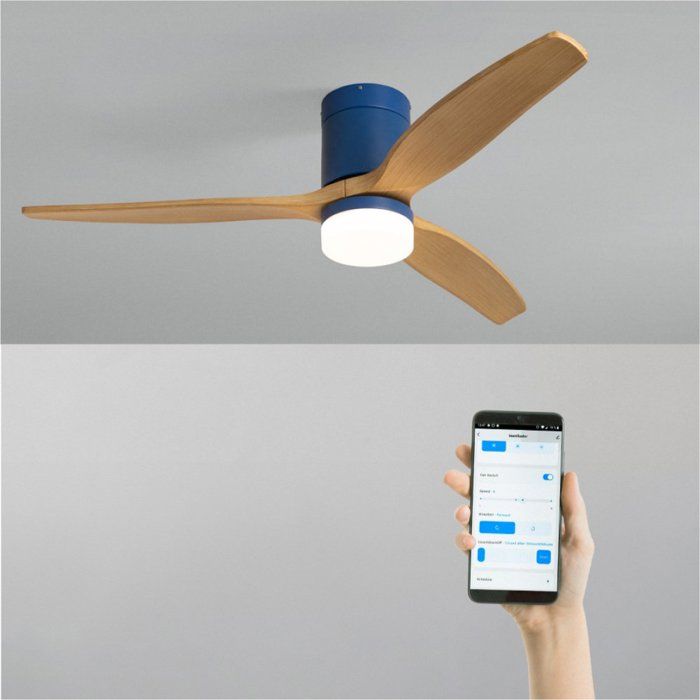 Ventilateur de plafond - Create - Avec lumière - Bleu cobalt - Ø132cm - WIFI + Télécommande - Create
