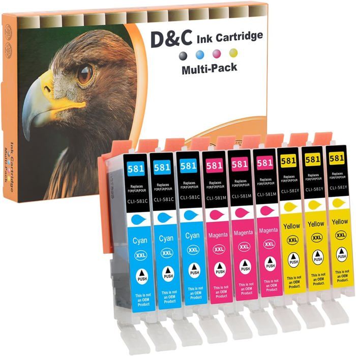 Cartouche D'encre Noire CLI Compatible Canon PIXMA TS/TR Série - Référence C-581Bk-1, 12 Ml