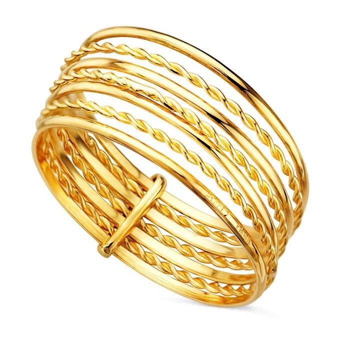 Bague hebdomadaire en or 9 carats avec 7 brins lisses tressés