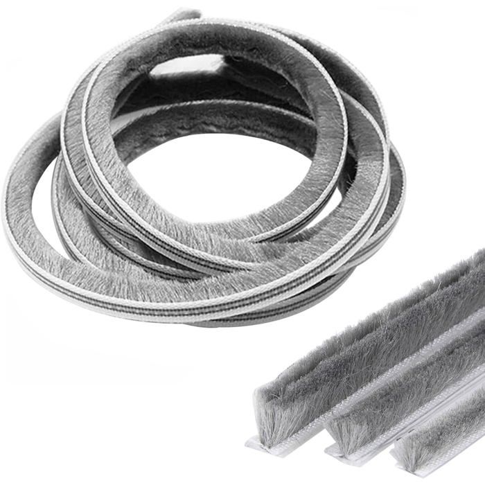 Joint de porte autocollant - DOK - 10m - 7x12mm - Brosse étanchéité - Anti-insectes - Isolation phonique