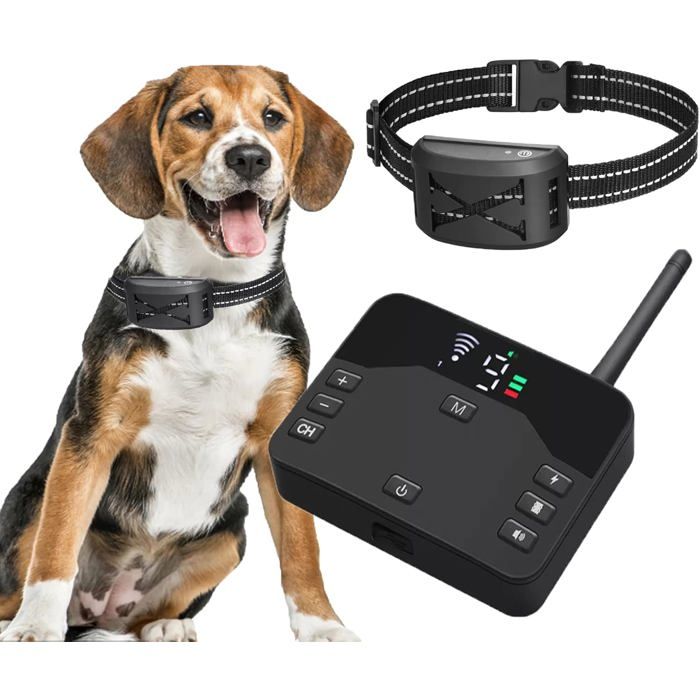 Meilleurs prix pour Clôture sans fil 2-en-1 MLBQ avec collier dressage rechargeable étanche IP66 - Système confinement chien jusquà 54kg