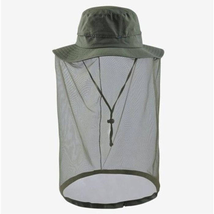 Chapeau dapiculture avec moustiquaire/maille anti-insectes intégrée protection du visage - Vert militaire