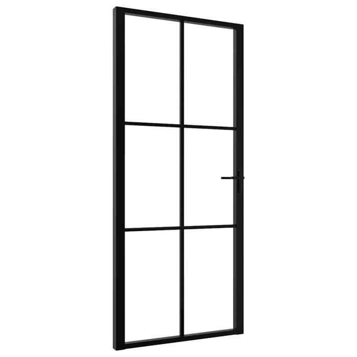 （1 pièce） Porte intérieure Verre ESG et aluminium 93 x 2015 cm Noir27.59 kg - Porte dentrée hfw197914
