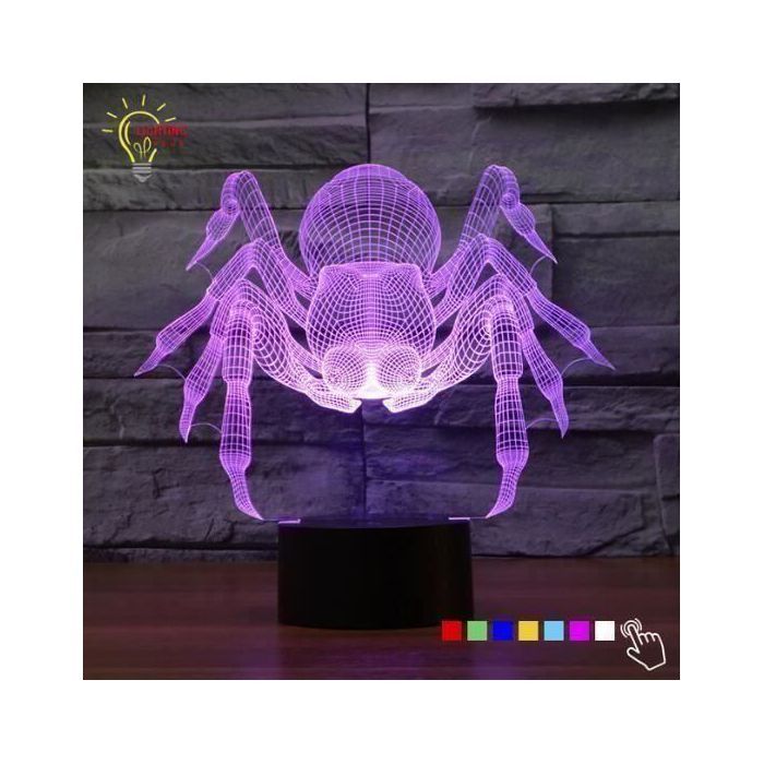 Nouveauté led 3d led lumière de nuit araignée forme 7 - Aueq - couleurs tactile usb lampe de table ambiance lampe enfants jouet ca