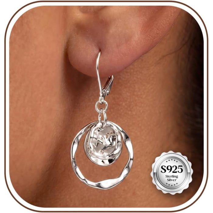 Boucles DOreilles Femme Argent 925 Boucles DOreilles Pendante Or Hypoallergenique Levier Boucles DOreilles Argent Creoles[PP160]