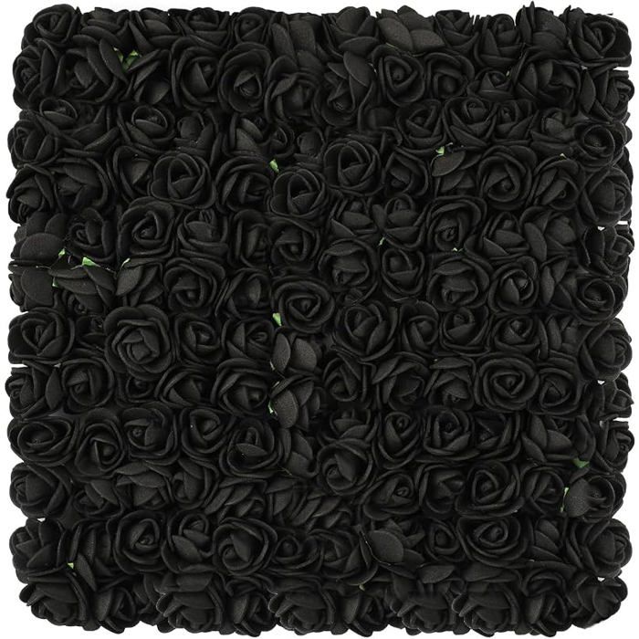 144 Pieces Noir Fleurs Artificielles Rose en Mousse Petite Fausse Rose pour DIY Halloween Saint Valentin FLEUR-PLANTE ARTIFICIELLE