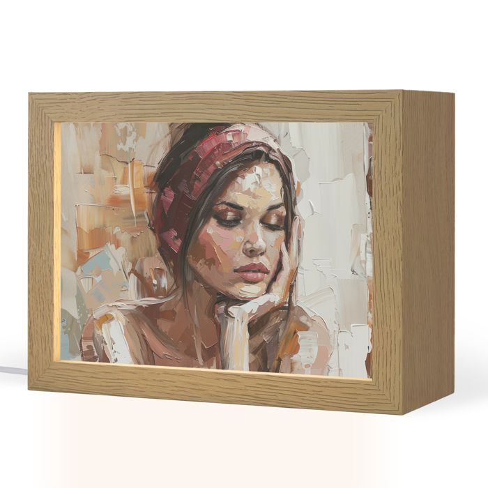 Lampe de Table LED - Lampe de Chevet - Motif Femme - Peinture - Portrait - Moderne 20x15 cm Couleur bronze - OnlyWow