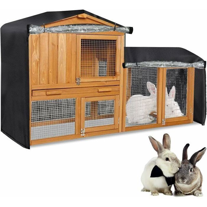4FT:122x50x105 Housses Cage Lapin Housse Anti-Poussière pour Cage à Lapin Double Couche Imperméable Extérieure avec Fermeture écla