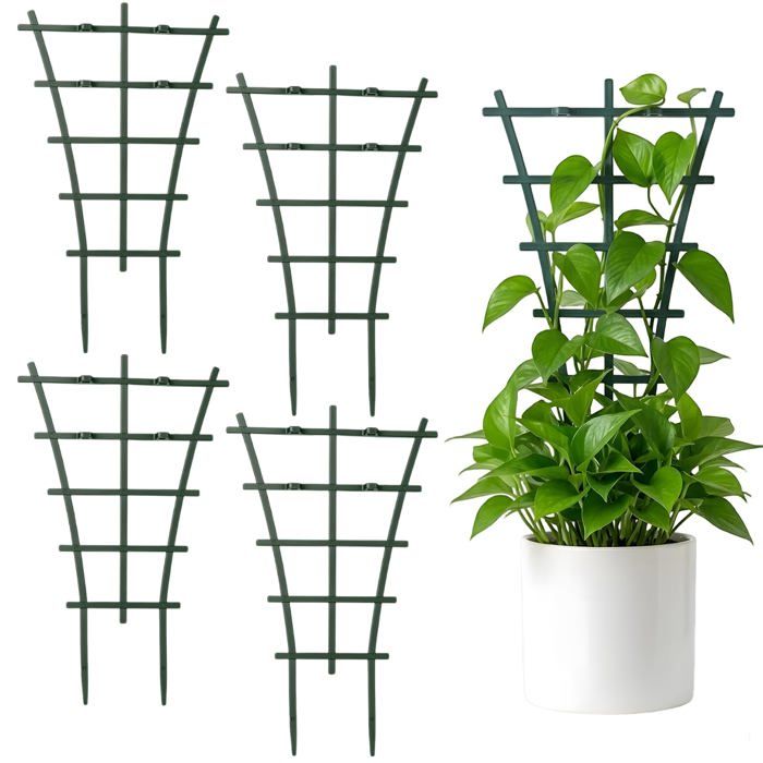 Lot de 4 mini treillis en plastique support pour plantes de jardin petites plantes grimpantes en pot