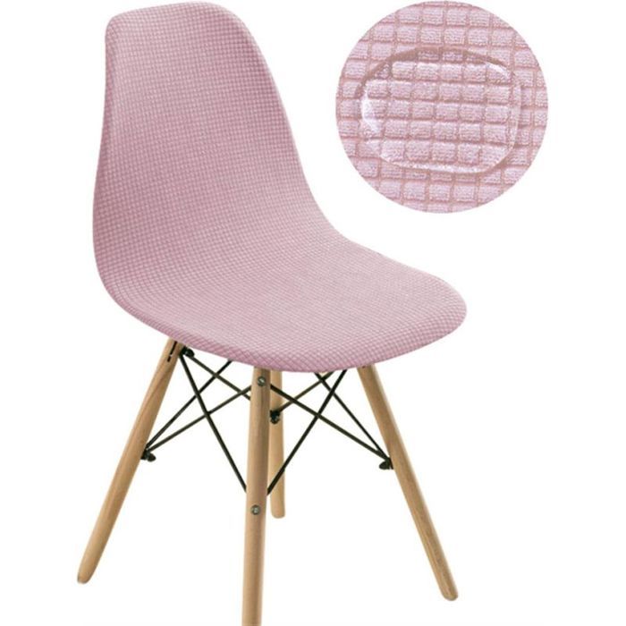 4pcs Housse de chaise scandinave extensible - Tissu polyester doux et élastique Protège des taches et rayures - Rose