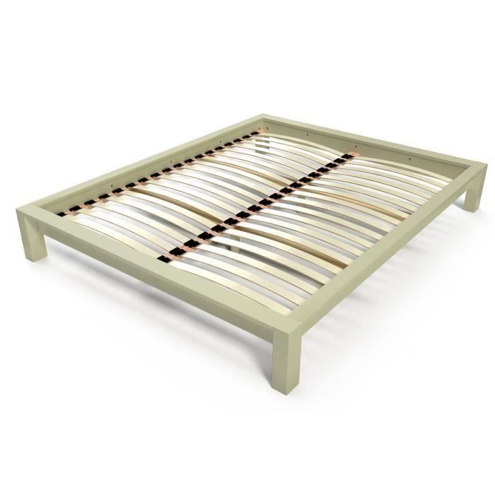 Lit King 2 places bois 140x190 - ABC MEUBLES - Contemporain - A lattes - Bois massif Lit King 2 places bois 140x190 - ABC MEUBLES - Contemporain - A lattes - Bois massif